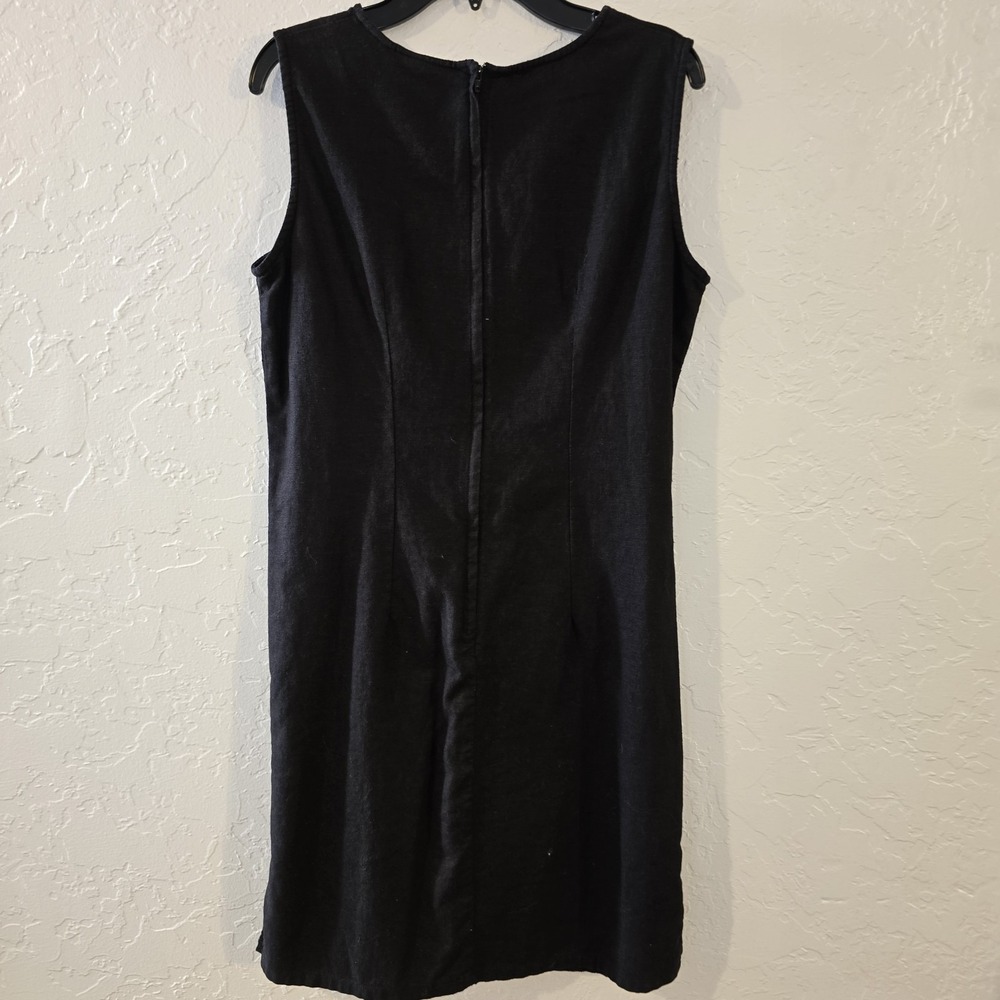White Stag Linen Blend Black Sleeveless Sundress V Neck Womens Small Size 4/6 - Picture 6 of 9